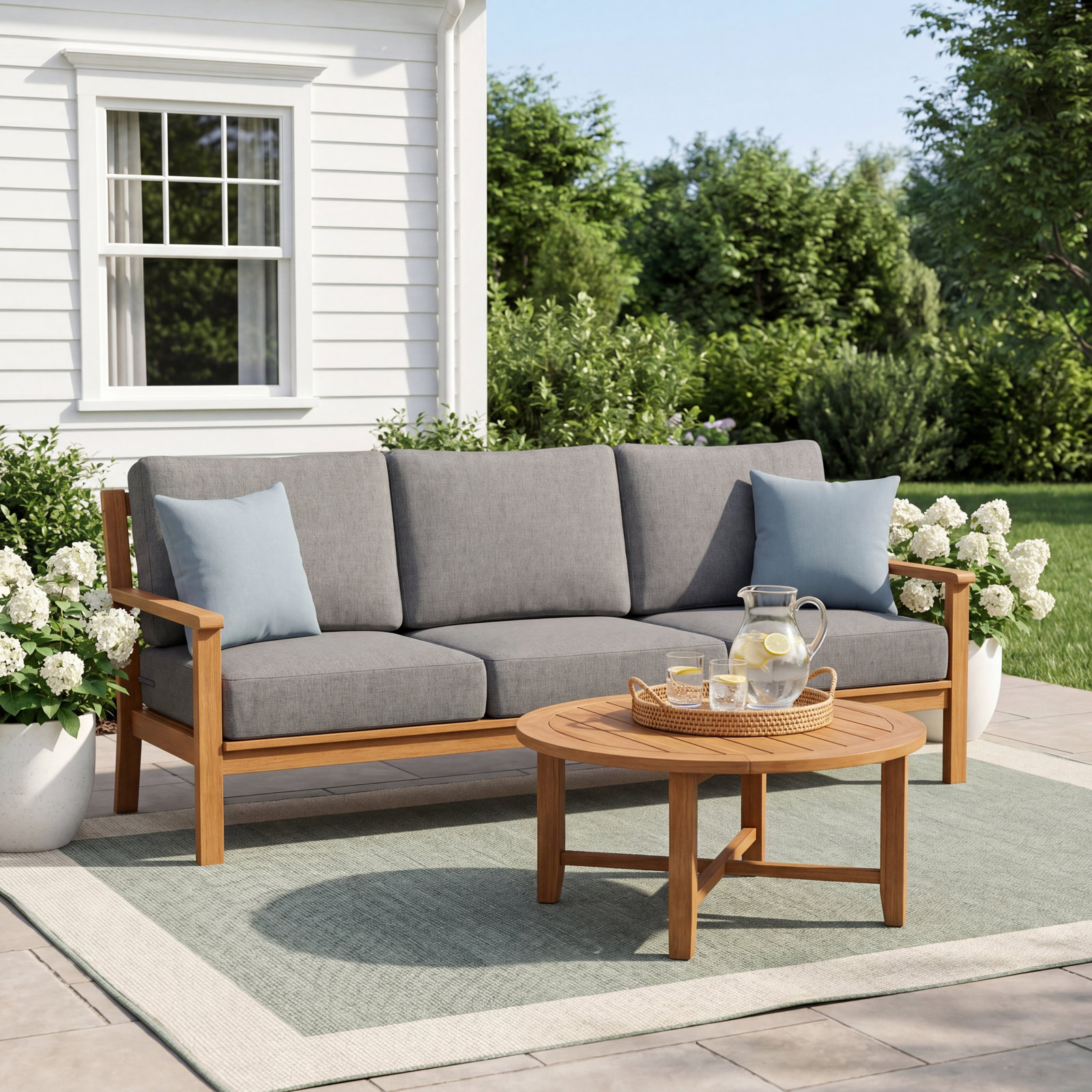 25" Sunbrella® Sofa Seat and Back Cushion, Sunbrella Bliss Smoke
