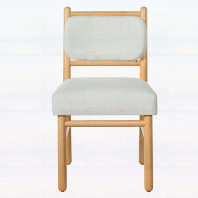 Fabric Upholstered Dining Chairs, Modern Armless Design with Solid Rubber Wood Legs, Comfortable Padded Seating for Kitchen and Dining Room (Set of 2)