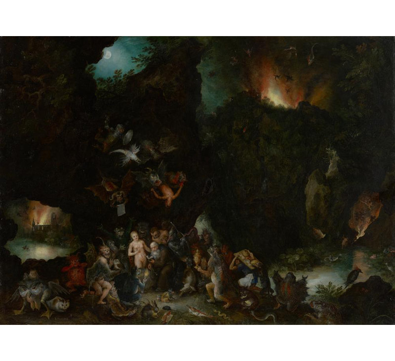 «The Temptation of Saint Anthony» par Jan Brueghel l'Ancien, toile tendue avec châssis, H 48 po x l 33 po
