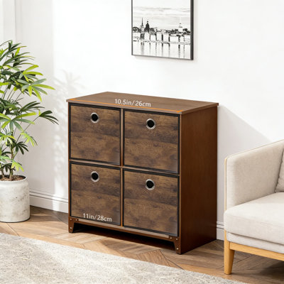 Ensemble de 4 bacs de rangement en tissu durable avec imprimé grain de bois - Paniers de rangement pliables pour tablettes, placard, chambre à coucher, bureau et organisation