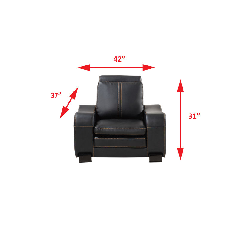 Fauteuil club et repose-pieds Barnier, Cuir véritable noir
