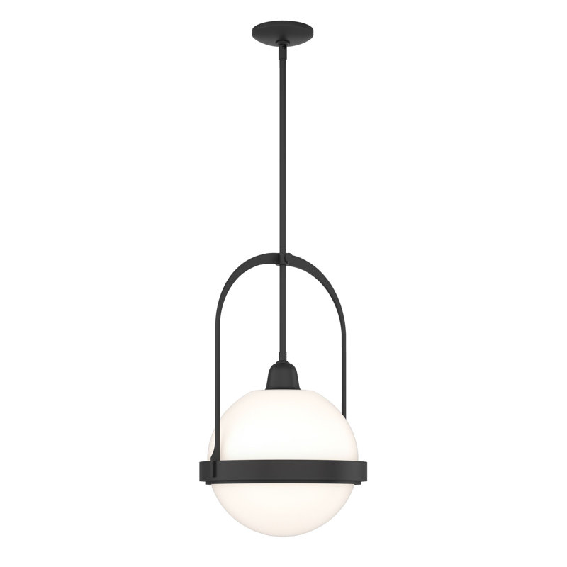 Atlas 1 - Light Single Globe Pendant, Opal Glass, Black
