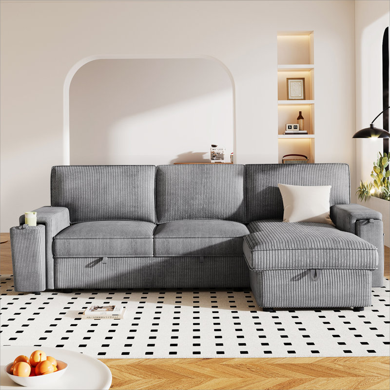Canapé-lit modulaire avec sacs de rangement et 2 porte-gobelets Upholstery