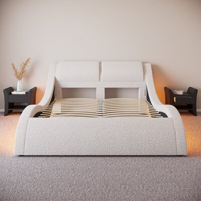Upholstered LED Sleigh Platform Bed Frame Wave Like -  Orren Ellis, A2AB1B27476E40A6B42A0D818283DB94
