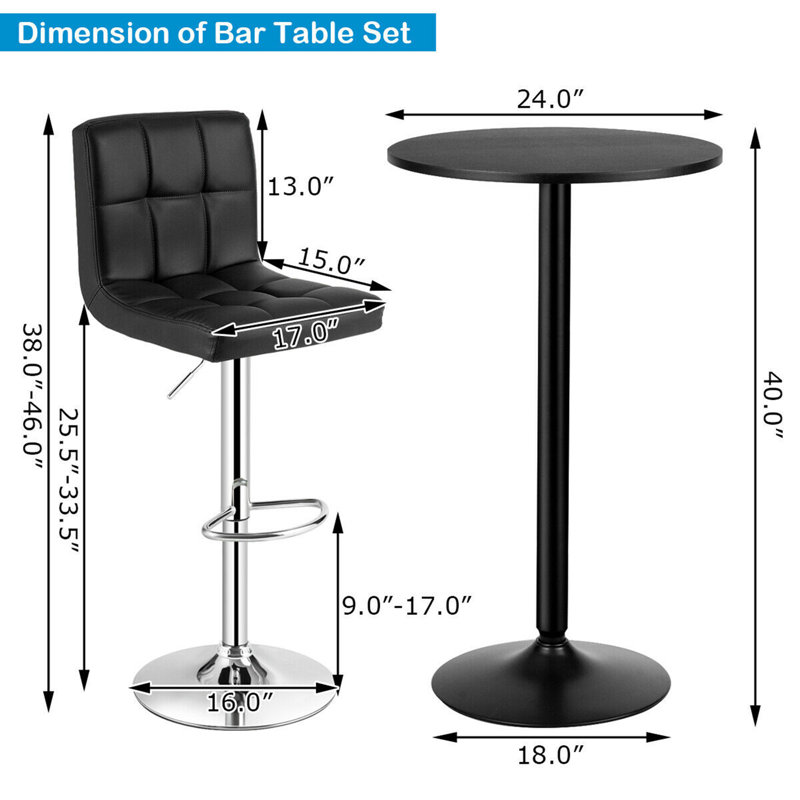Allana-Jo 2 - Person Pedestal Dining Set, Black