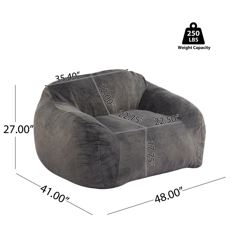 Fauteuil à billes d'intérieur, fausse fourrure grise