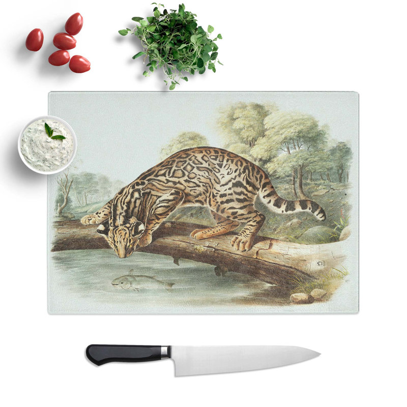 Glass Leopard-Cat by J.W. Audubon Chopping Board, 39 cm W x 28.5 cm L