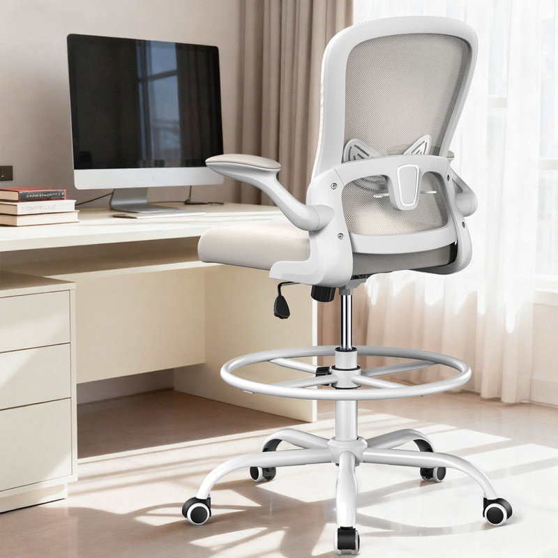 Chaise de dessinateur en maille Laquon , Blanc