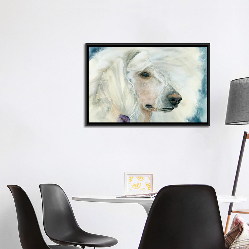 Continental chic - Caniche blanc_1PC6, H 26 po x l 40 po, Cadre flottant noir