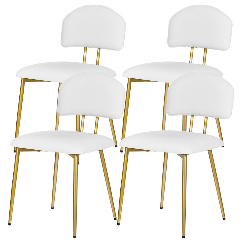Modern Faux Leather Dining Chairs Set Of 4, Upholstered Kitchen & Dining Room Chairs With Padded Seat And Gold Metal Legs, Contemporary Side Chairs For Dining Room, Living Room, Vanity