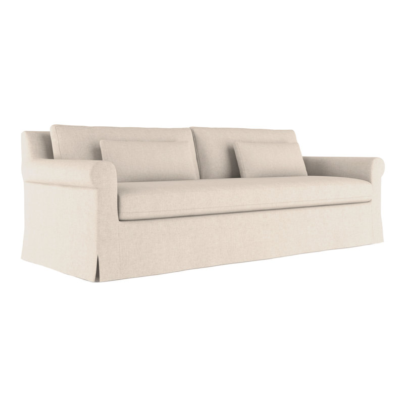 Canapé à accoudoirs arrondis Ludlow, Velours moelleux huître, H 34 po x l 108 po x P 38 po, Naturel