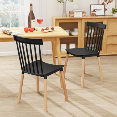 Set of 2 Dining Chairs Sherpa Upholstered Armless Chair with Wood Frame
