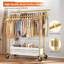 Portant à vêtements sur roulettes double autoportant 47 "avec panier de rangement et roulettes-602716529