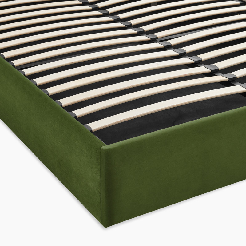 Aemilia Upholstered Ottoman Storage Bed, Green Velvet, King