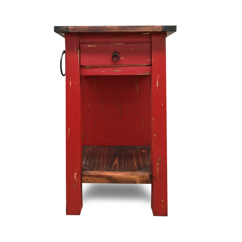 Bruno Solid Wood Kitchen Island, Barn Red