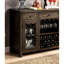 Desserte en bois de noyer rustique 1pc avec métal, verrerie suspendue et support à vin, style transitionnel avec éléments décoratifs