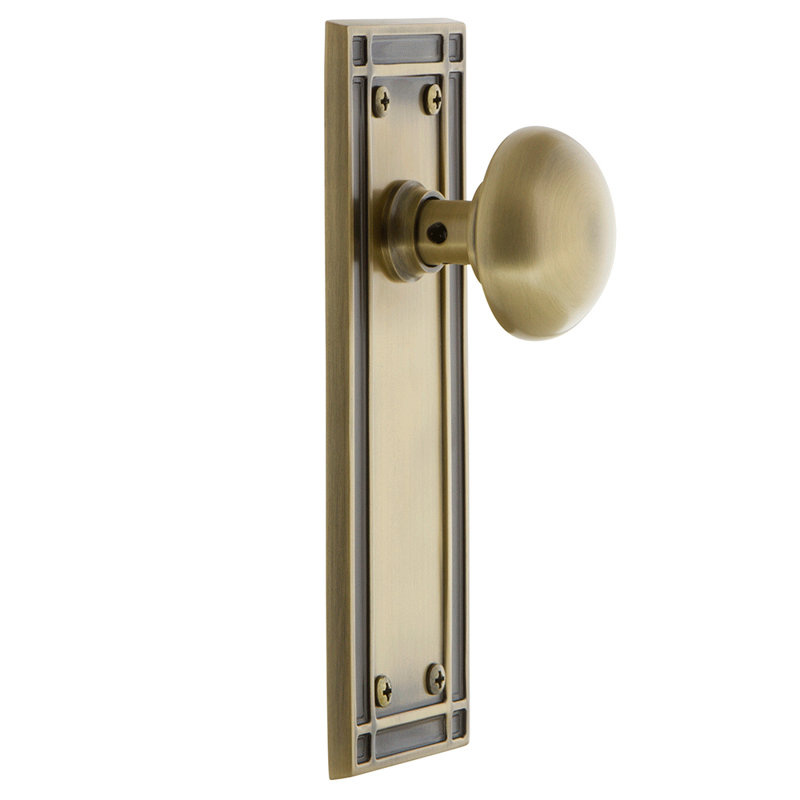 Mission Plate with New York Door Knob, 2-3/4”, Antique Brass