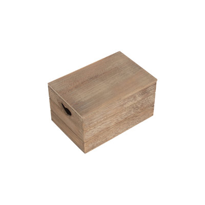 Wooden Lidded Storage Box with Heart Cut Outs