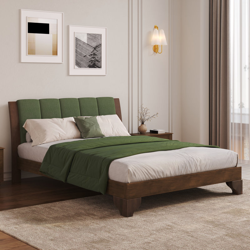 Structure de lit Arden, Grand lit, Vert / noyer
