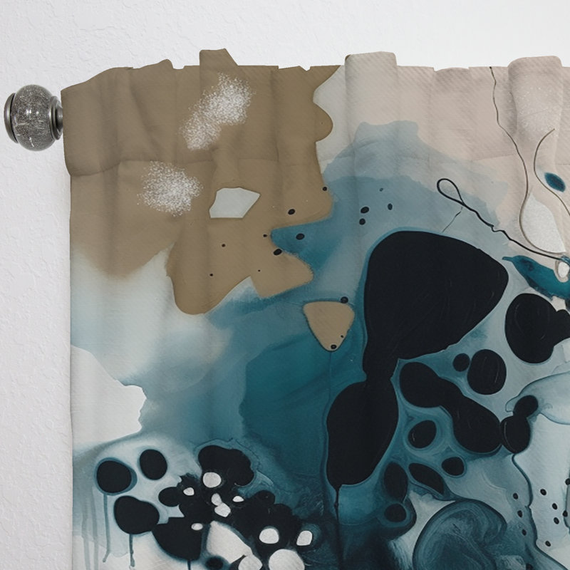 Rezendes - Blue Abstract Reflections III - Modern Velvet Curtain - Room Darkening - 1 panel, 52" W x 120" L