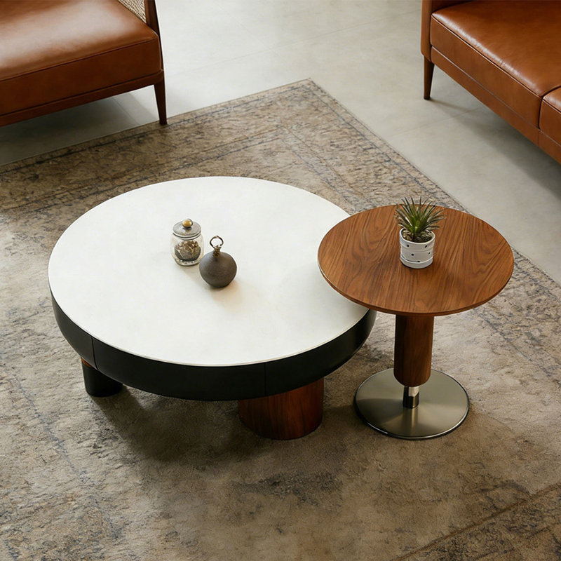 Table basse ronde blanche