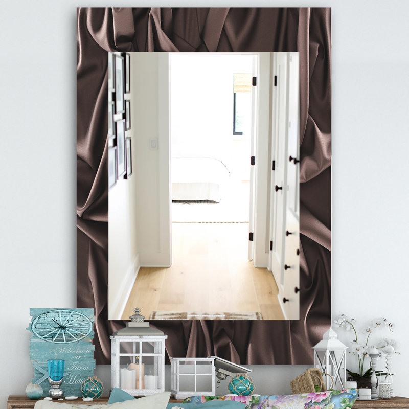 Miroir mural moderne en soie foncée pliée, H 39,4 po x l 29,5 po