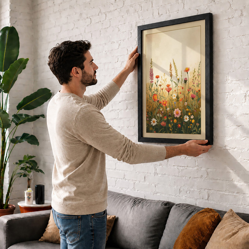 Wildflower Meadow Botanical - Framed Print, Black, A3 - 42.0 x 29.7 cm