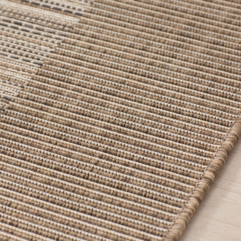 Tapis ivoire naturel à rayures Veun, Rectangle 7 pi 6 po x 10 pi 9 po