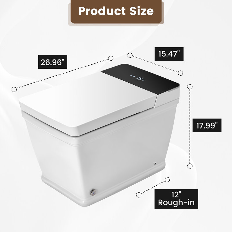 Smart One-Piece Toilet with Heated Seat, Auto Flush, Bidet Wash, Dryer and Digital Display