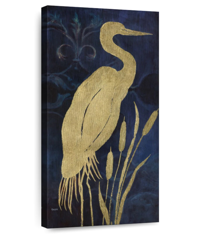 Aigrette sur indigo I, H 30 po x l 15 po