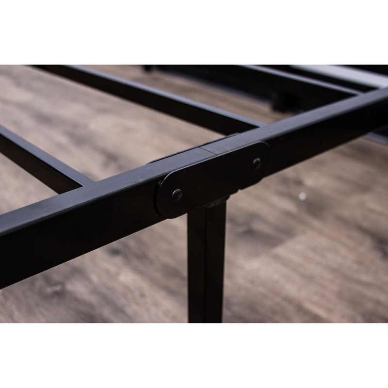 Lit plateforme noir en acier noir moderne, structure robuste, rangement sous le lit, profondeur de 75 po, Lit double