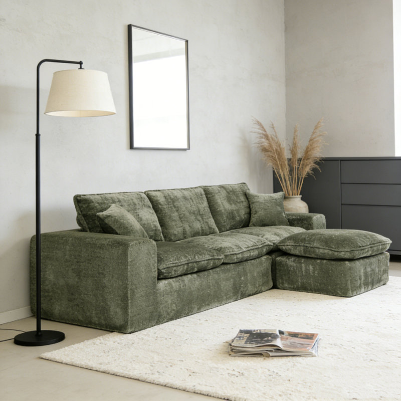 Canapé modulaire en L 107 po, 4, Vert