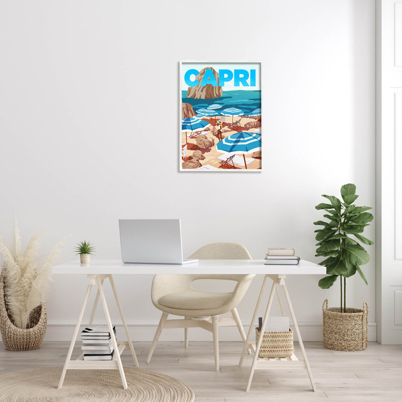 «Capri Italian Summer Beach Island», art mural texturé giclée par Ziwei Li_aq-548, H 30 po x l 24 po x P 1,5 po