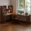 Nut-brown L-Shaped Solid Wood writing desk-118509564-118509560