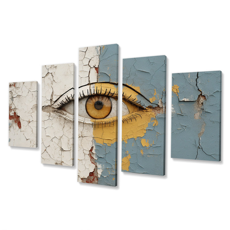 «Yellow and Grey Eye Expression», ensemble d'art mural multi-panneaux