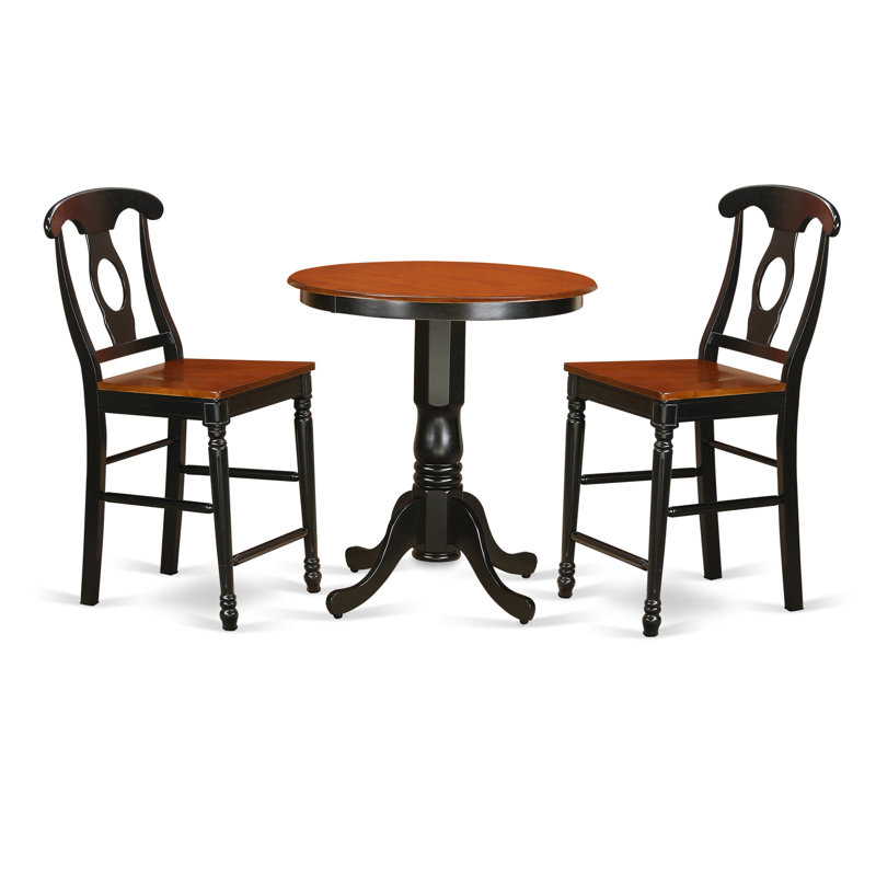 5 Piece Kitchen Counter Set Includes a Round Dining Room Table with Pedestal and 4 Dining Chairs, Buttermilk & Cherry
