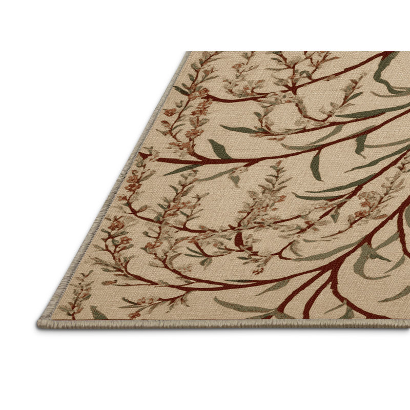 Tapis botanique brun lavable à la machine, Rectangle 7 pi x 9 pi