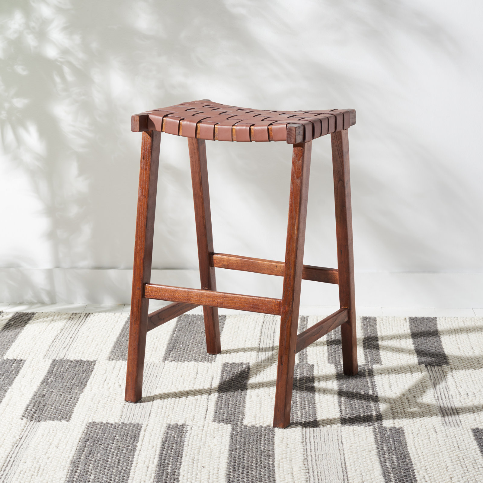 Alston Bar Stool, Bar Stool (30” Seat Height), Natural, Black