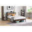 Très grande base de lit plateforme en métal avec tête de lit et pied de lit en bois avec doublure USB, pas de sommier tapissier, grand rangement sous le lit, assemblage facile