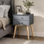 Table d'appoint, table de chevet avec 2 tiroirs et pieds en bois d'hévéa, armoire de rangement moderne Mid-Century pour le salon de la chambre à coucher-393432452