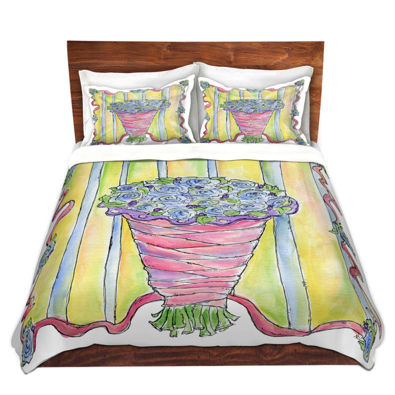 Ensemble de housse de couette mariage bouquet, 1 housse simple + 1 taie standard