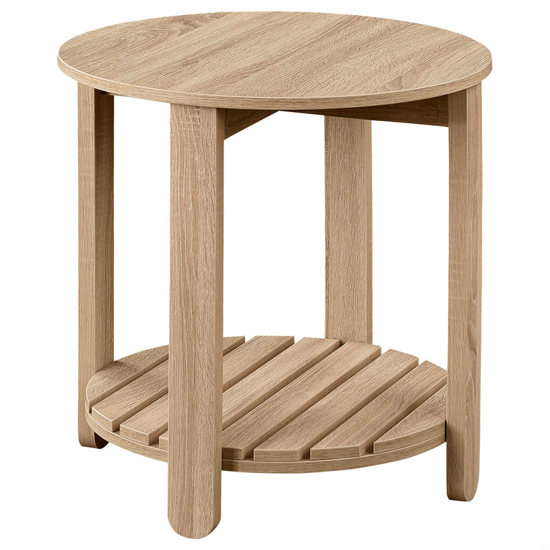 1-Shelf Round Engineered Wood Side End Table