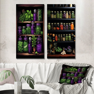 Herbs Garden Pottery I - Herbs Metal Prints Set Of 2