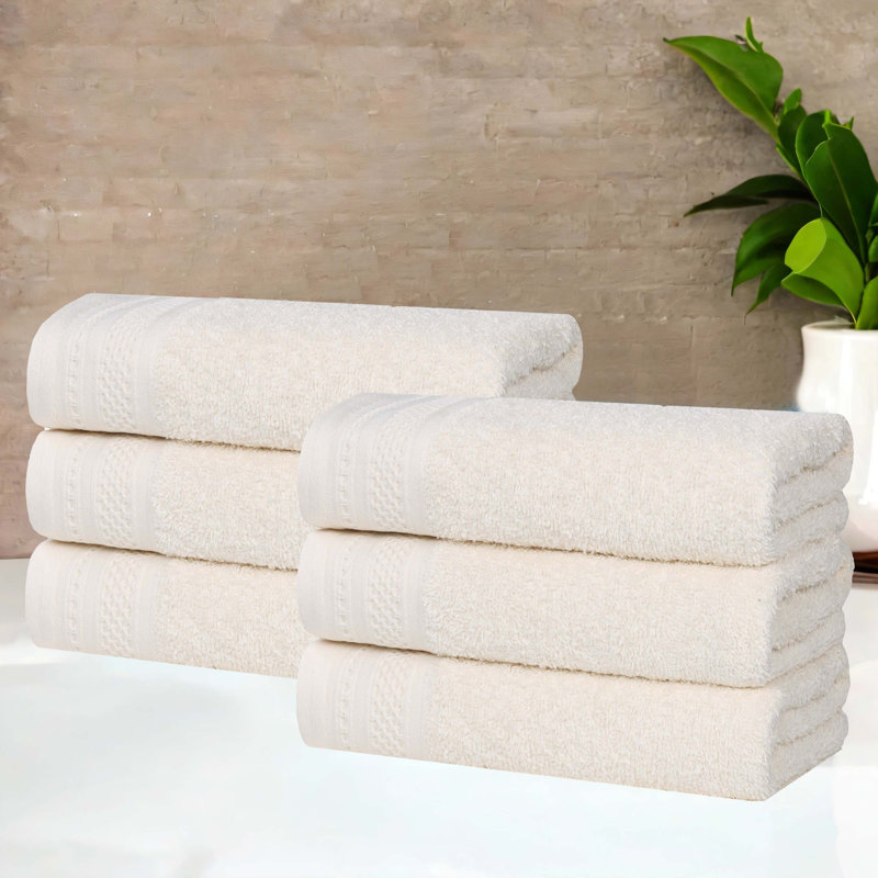 Essuie-mains mi-longs en coton gaufré texturé Honeycomb, Ivoire ivoire