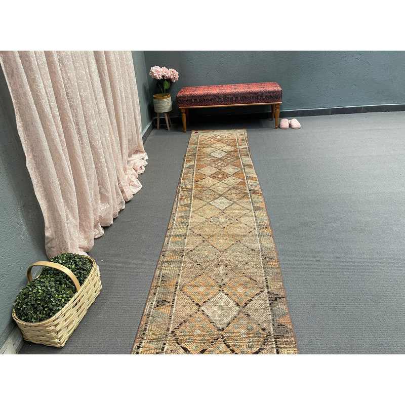 Tapis de couloir classique en laine 25,6 x 144,1 pouces beige