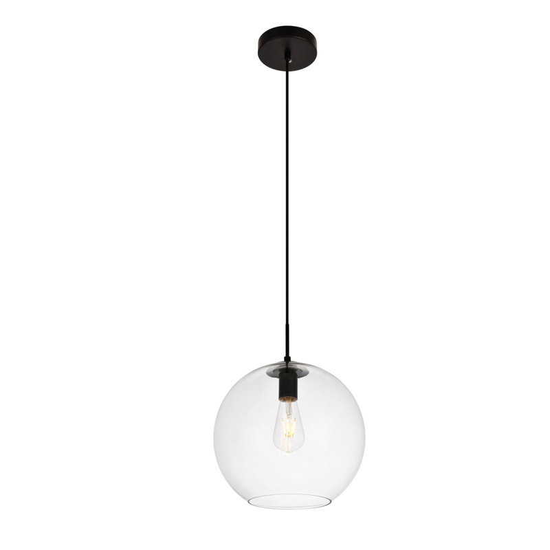 Luminaire suspendu simple en forme de globe à 1 lumière Rincon, H 71 po x l 11,8 po x P 11,8 po