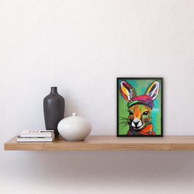 Askins Rabbit In Winter Clothes Colourful Graffiti Style - Single Picture Frame Print
