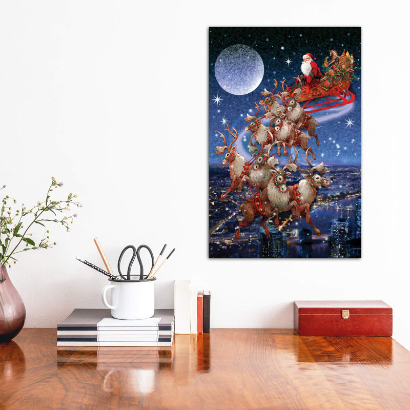 Santa's Sleighride - Wrapped Canvas Painting, 45.72cm H x 30.48cm W x 1.91cm D