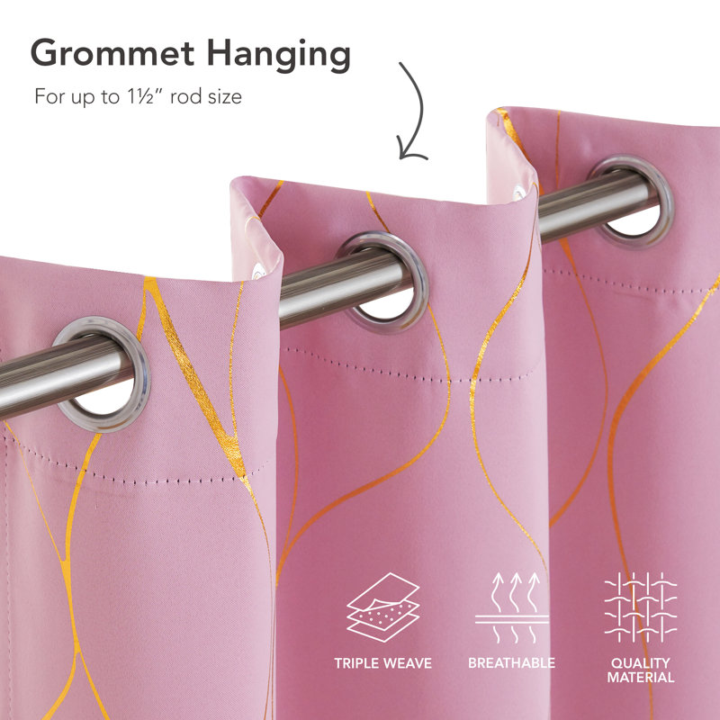 Valmar Blackout Curtain Pair, Pink, Width 117 x Drop 138cm