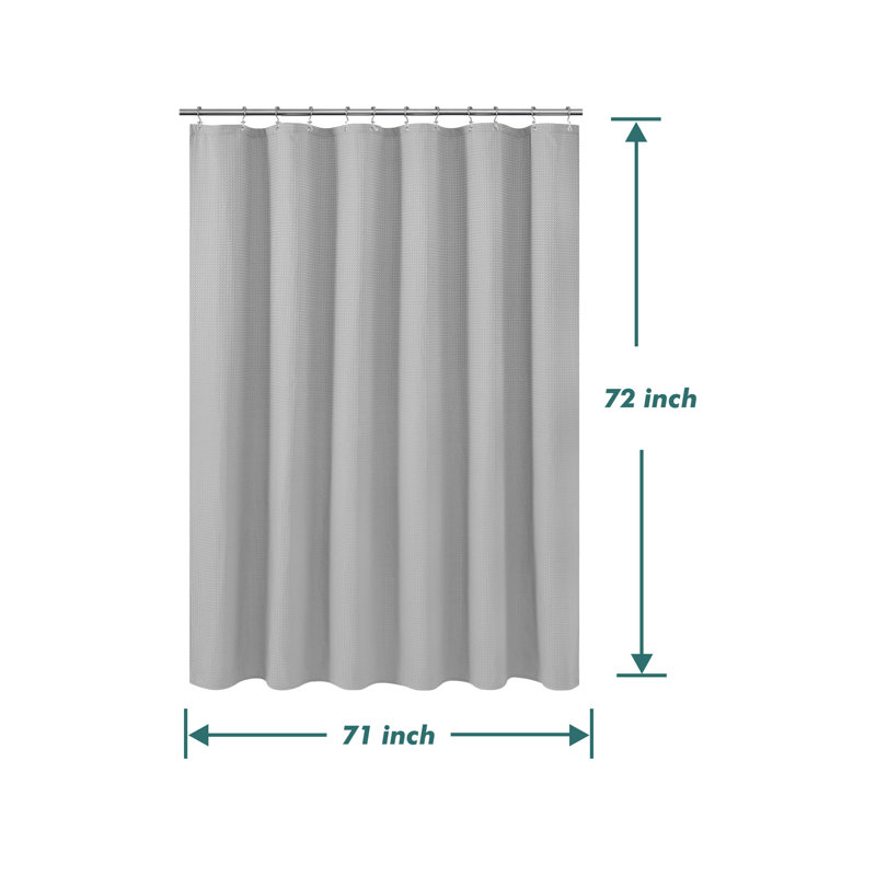 Rideau de douche à tissage gaufré, Gris, H 72 po x l 71 po